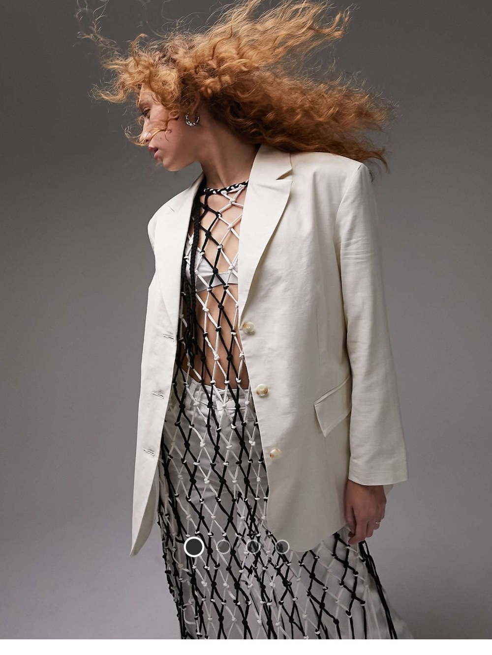 Topshop linen-blend single breasted blazer in oatmeal